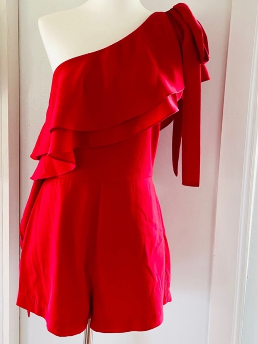 New! Endless Rose Red One Shoulder Romper XS NWT